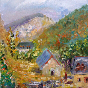 Painting titled "Petit village" by Georges Briot, Original Artwork, Oil