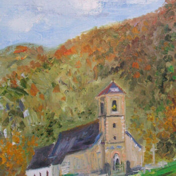 Картина под названием "Pyrénées une chapel…" - Georges Briot, Подлинное произведение искусства, Масло