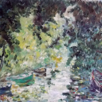 Painting titled "Canal de Nantes à B…" by Georges Briot, Original Artwork, Oil