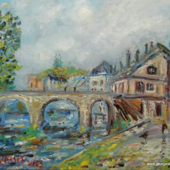 Painting titled "Moret sur Loing" by Georges Briot, Original Artwork, Oil