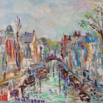 Painting titled "Amsterdam" by Georges Briot, Original Artwork, Oil