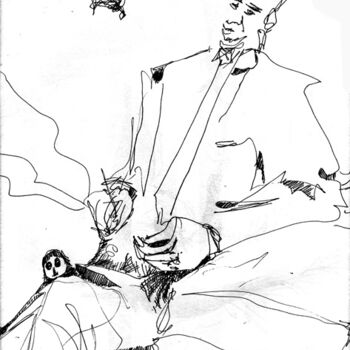 Tekening getiteld "Le rêve spacial" door Georges Duhamel, Origineel Kunstwerk