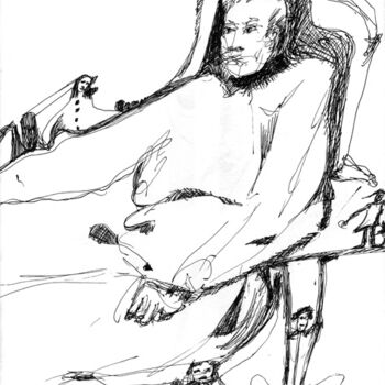 Drawing titled "Paralizé" by Georges Duhamel, Original Artwork