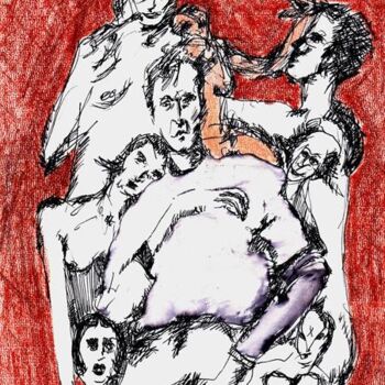 Disegno intitolato "Friends" da Georges Duhamel, Opera d'arte originale