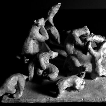 Sculpture intitulée "Ours jouant" par Georges Duhamel, Œuvre d'art originale