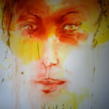Pintura titulada "visage lavis" por Georges Kulik, Obra de arte original