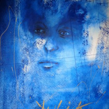 Peinture intitulée "visage bleu" par Georges Kulik, Œuvre d'art originale