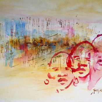 Pintura titulada "les déracinés 1" por Georges Kulik, Obra de arte original, Acuarela