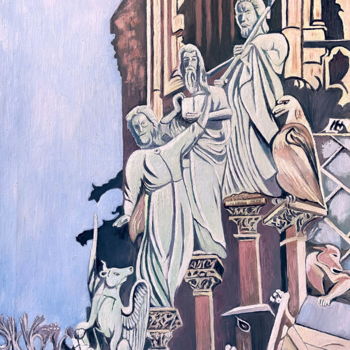 Pittura intitolato "3 apôtres ou évangé…" da Gym, Opera d'arte originale, Olio