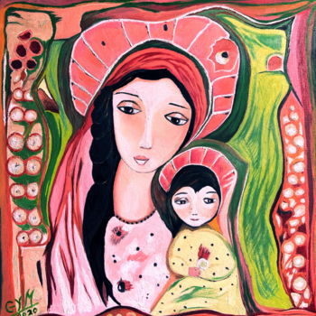 Painting titled "Vierge mexicaine HS…" by Gym, Original Artwork, Oil
