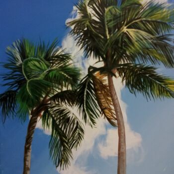 Peinture intitulée "Sur la plage" par Georges Roques, Œuvre d'art originale, Acrylique