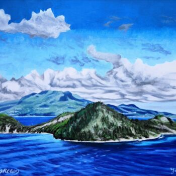 Painting titled "Vue des Saintes 4" by Georges Roques, Original Artwork, Acrylic