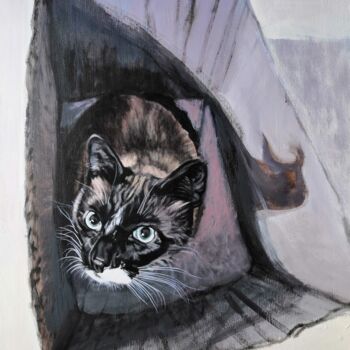 Peinture intitulée "Chat ayant de la ca…" par Georges Roques, Œuvre d'art originale, Acrylique