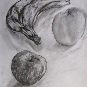 Drawing titled "Pomme banane 3" by Georges Roques, Original Artwork, Pencil