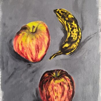 Painting titled "POMME  BANANE 4" by Georges Roques, Original Artwork, Acrylic