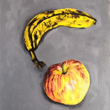 Painting titled "POMME BANANE 5" by Georges Roques, Original Artwork, Acrylic