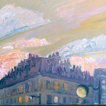 Peinture intitulée "Ciel le soir" par Georges Roques, Œuvre d'art originale