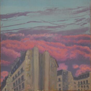 Schilderij getiteld "Par dessus les toit…" door Georges Roques, Origineel Kunstwerk, Acryl