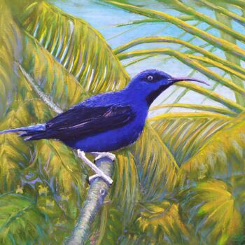 Pittura intitolato "Oiseau bleu. Blue b…" da Georges Szmalc, Opera d'arte originale, Pastello