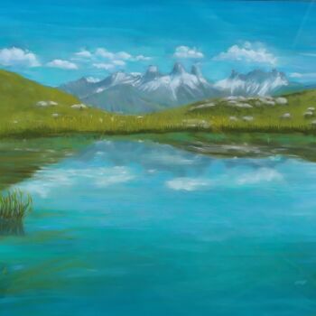 Картина под названием "Lac de montagne" - Georges Szmalc, Подлинное произведение искусства, Пастель Установлен на Деревянная…