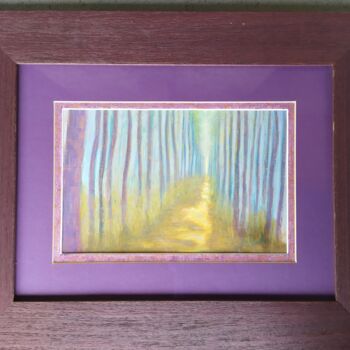 Painting titled "Sous bois, chemin l…" by Georges Szmalc, Original Artwork, Pastel Mounted on Other rigid panel