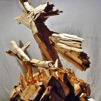 Skulptur mit dem Titel "Evasions du néant" von Yerry, Original-Kunstwerk, Holz