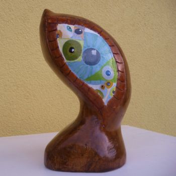 Sculpture titled "Autres regards- Lar…" by Yerry, Original Artwork, Wood