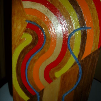 Sculpture titled "Hepta vase (suite)" by Yerry, Original Artwork, Wood