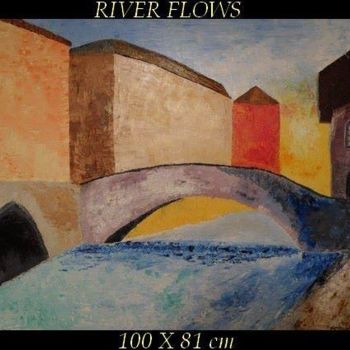 Painting titled "RIVER FLOWS" by Georges Ah Pierru, Original Artwork
