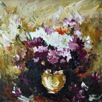Картина под названием "crisanthemums" - George Spaiuc, Подлинное произведение искусства, Масло