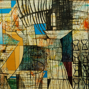 Painting titled "Composition 57" by Georgi Demirev, Original Artwork, Oil Mounted on Other rigid panel