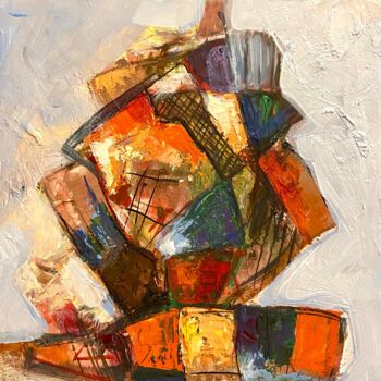 Картина под названием "Structure 2" - Georgiana Stanescu, Подлинное произведение искусства, Акрил Установлен на Деревянная п…