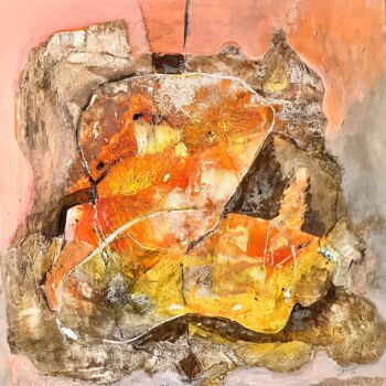 Painting titled "Orange" by Georgiana Stanescu, Original Artwork, Acrylic Mounted on Wood Stretcher frame