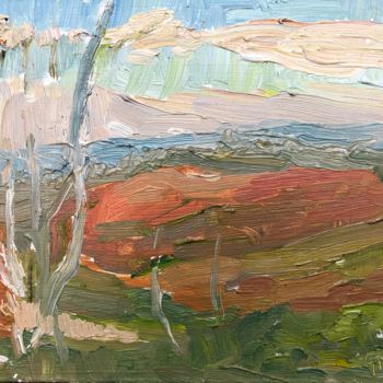 Peinture intitulée "Old Birch and Hills…" par Georgina Rey, Œuvre d'art originale, Huile