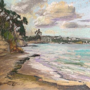 Ζωγραφική με τίτλο "Rothesay Beach" από Georgina Rey, Αυθεντικά έργα τέχνης, Παστέλ