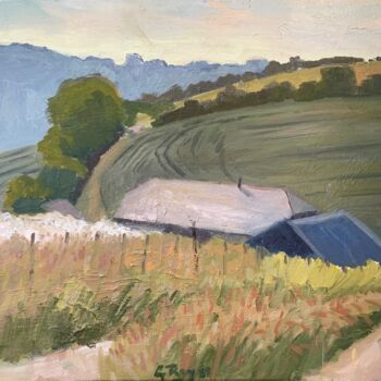 Pintura intitulada "Path in the Field N…" por Georgina Rey, Obras de arte originais, Óleo