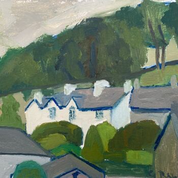 Painting titled "Workers Houses, Bea…" by Georgina Rey, Original Artwork, Oil Mounted on Wood Panel