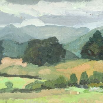 Pintura intitulada "Distant Hills" por Georgina Rey, Obras de arte originais, Óleo