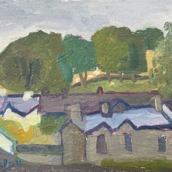 Painting titled "Little Houses outsi…" by Georgina Rey, Original Artwork, Oil