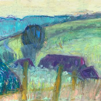 Malerei mit dem Titel "Buriton Farm in Tur…" von Georgina Rey, Original-Kunstwerk, Öl