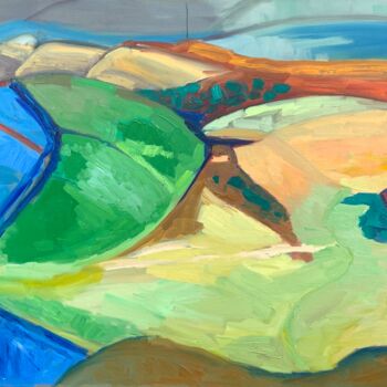 Painting titled "Big Hills, South Do…" by Georgina Rey, Original Artwork, Oil Mounted on Wood Stretcher frame