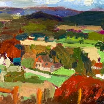 Картина под названием "View over Treyford,…" - Georgina Rey, Подлинное произведение искусства, Масло