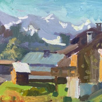 Painting titled "Farm huts, French A…" by Georgina Rey, Original Artwork, Oil