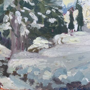 Painting titled "Deep snow under the…" by Georgina Rey, Original Artwork, Oil