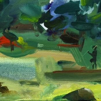 Malerei mit dem Titel "Рыбаки/Fishers" von Anastasiya Georgievskaya, Original-Kunstwerk, Öl