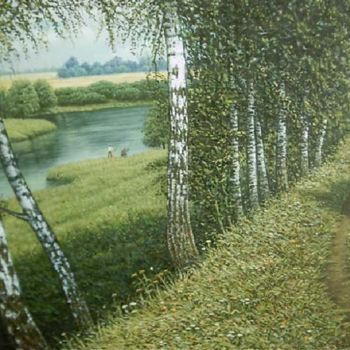 Painting titled "Birches" by Georgi Shishkov, Original Artwork, Oil