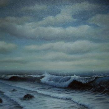 Painting titled "Wave after wave" by Georgi Shishkov, Original Artwork, Oil