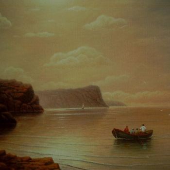 Painting titled "Fishermen" by Georgi Shishkov, Original Artwork, Oil