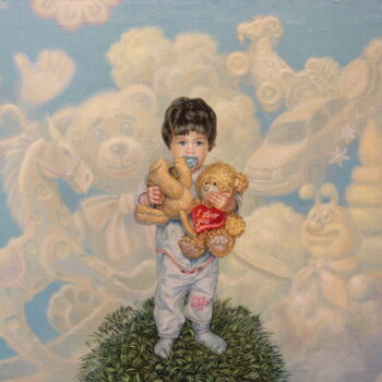 Painting titled "toy" by Georgii Ineshin (Georgy Ineshin Gotcha), Original Artwork, Oil Mounted on Wood Stretcher frame