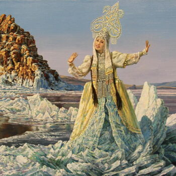 Peinture intitulée "January. First ice" par Georgii Ineshin (Georgy Ineshin Gotcha), Œuvre d'art originale, Huile Monté sur…